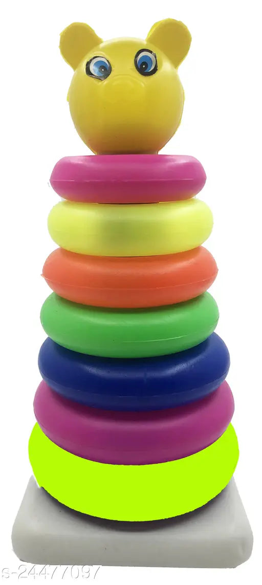 Multicolor fabric net JMV 7-ring stacking toy for newborns, promoting color recognition and visual development