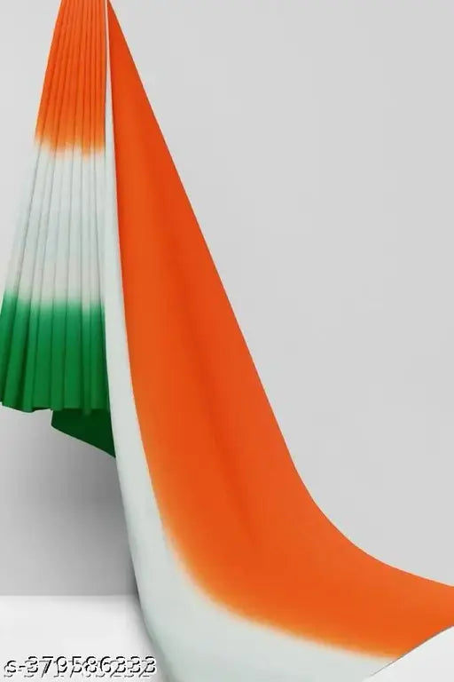 Indian chiffon saree with color-blocked net pattern, best quality Tirangaa design for Independence Day/Republic Day, under $399