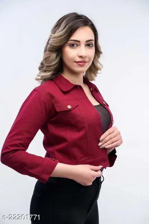 Denim ethnic jackets for women, solid pattern by S.A.F CREATION, long sleeves, trendy and appealing, India origin