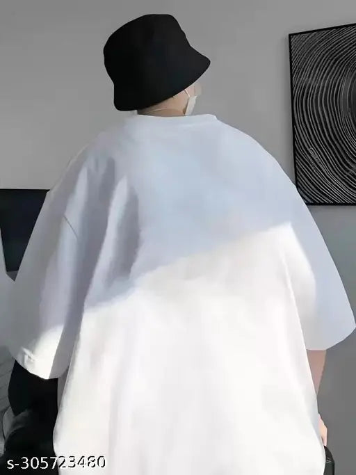 THREE ARROWS Men Anime Oversized Baggy Fit T-Shirt | 100% Cotton | White | Anime Print | Round Neck | Half Sleeve | Comfortable to Wear.