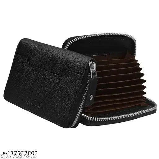 Leather 9-slot vertical wallet for men/women, stores cards & coins, light brown (11.5 x 1.75 x 8 cm)