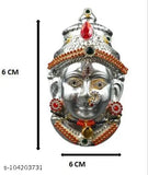 German silver Lakshmi face, intricately detailed metal god idol from India