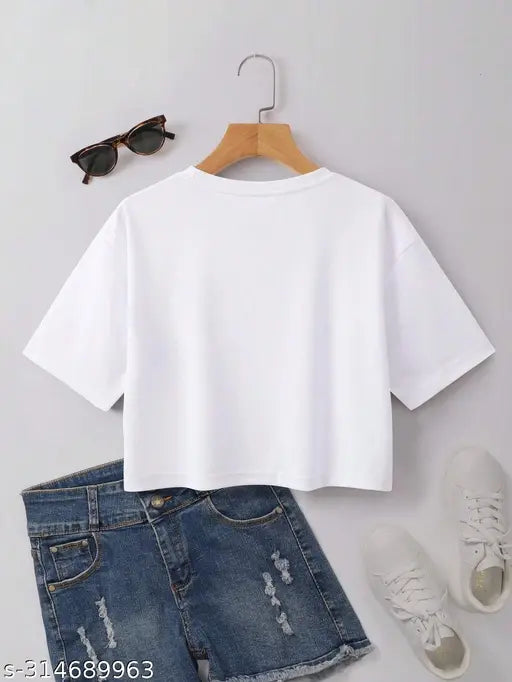 Women's cotton solid half sleeve crop t-shirt, XS bust size 34in, fashionable casual wear on hanger