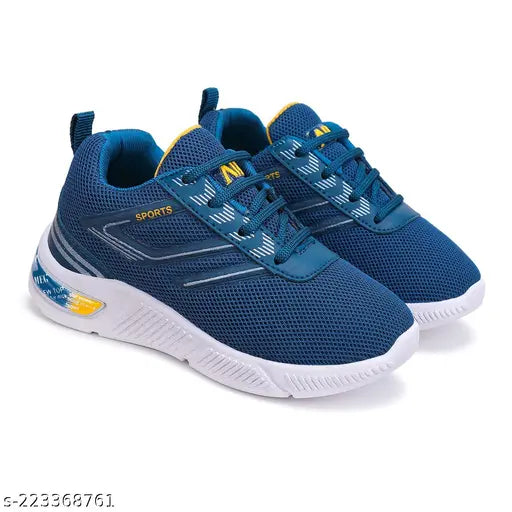 A pair of Bersache casual kids sneakers, featuring canvas uppers with white laces and a velcro closure system