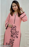 Rayon embroidered co-ord set, featuring black Kurta and pants with three-quarter sleeves. Traditional Pakistani ambordery design from India