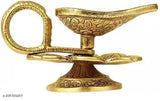 Metal handicrafts Chirag Diya for pooja/puja deepak (Gold, 4x3 inch)