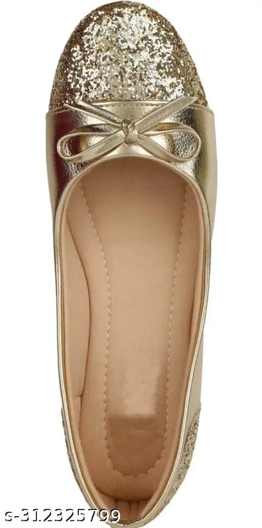 Golden canvas ballerinas by Laxmi Trace for women