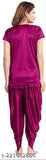 Purple satin Patiala nightsuit with short sleeves and lace details, Indian-made women's comfortable loungewear