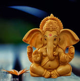 Handcrafted resin Ganesha figurine, intricately detailed with color accents, 4x4 inches, Indian decorative showpiece for Car Dashboard, Office Desk, or Home