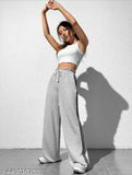 Solid white cropped jogger with drawstring waistband