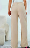 Tan cotton high waisted straight cut pants