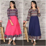 The image shows three women wearing different colored kameez