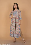 Rayon printed combo three-quarter sleeve Nyra cut kurti, vibrant Indian women's fashion on mannequin
