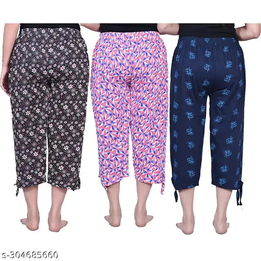 Womens lower new model printed capri pajama pants set of 3 pieces in a 63 combo pack