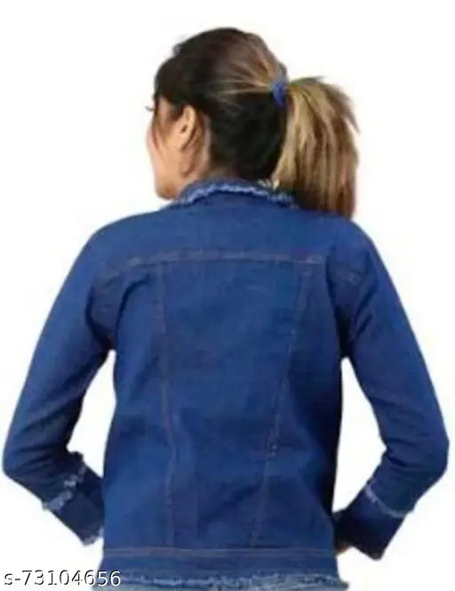 Cotton blend solid denim jackets combo for women and girls, size S-XL on display rack