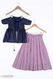 Girls designer lehenga choli for kids, sleeveless top in self-design pattern, solid colored lehenga, stitched, sizes: 1-2yrs, 3-4yrs, 5-6yrs, 7-8yrs, 11-12yrs, 13-14yrs, 15-16yrs. Indian designer children's traditional wear