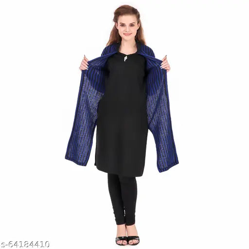 Womens blue woollen kurti, long sleeves