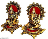 Metal Laxmi Ganesh Idol, 8x8x11 cm, for home, temple, office gifting. Traditional Indian decor