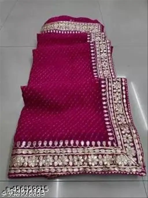 Georgette saree with embroidered lace border, Indian printed saree with Bangalore silk blouse