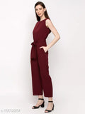 Poly crepe sleeveless Urbane Ravishing jumpsuit for women, solid net, size XS (33/51/27/36)