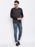 Charcoal colorblocked cotton blend men's t-shirt with long sleeves, solid pattern. On hanger, size L (Chest 42", Length 28.5"). Made in India