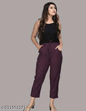 Rayon straight casual trousers for women, pack of 2 in solid patterns, available in sizes from 26-38 (India origin)