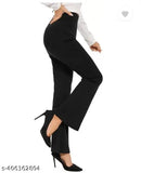 Black cotton bell bottom trousers with elastic waistband
