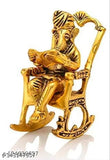 Metal Ganesh Ji idol (14cm) sitting on chair, perfect home decor and Feng Shui showpiece