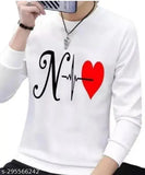 Red polyester long sleeved N Heart t-shirt for men, high quality print on chest