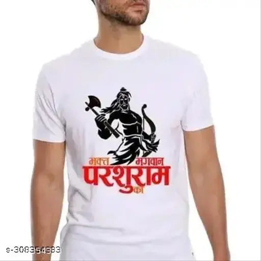 Vibrant printed polyester t-shirt by PARSHURAM, short sleeves, trendy design. Made in India
