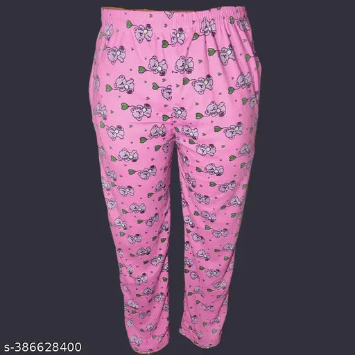 Pink cotton lower track pants with Hello Kitty design