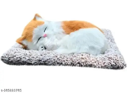 Cherry faux fur plush cat with sound, perfect Valentine gift for women or girls, made in India