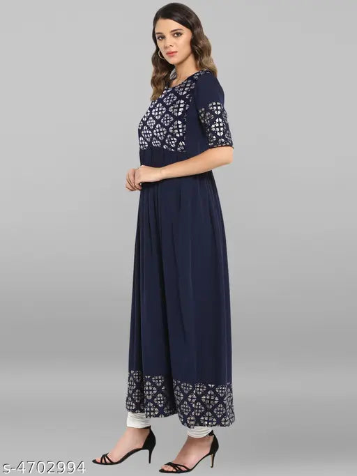 Crepe-sleeved printed kurti for women, single size options from XS to XL, Indian origin