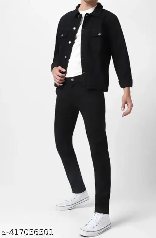 Black jeans, men's waist to hip length