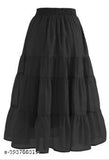 Black pleated skirt with ruffled hem