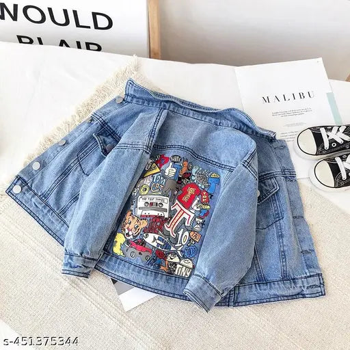 BOYS MULTI TASKING PRINTED DENIM JACKET