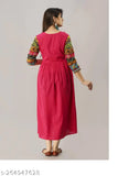 Trendy rayon kurti, solid combo print embroidery, ideal for casual wear & events
