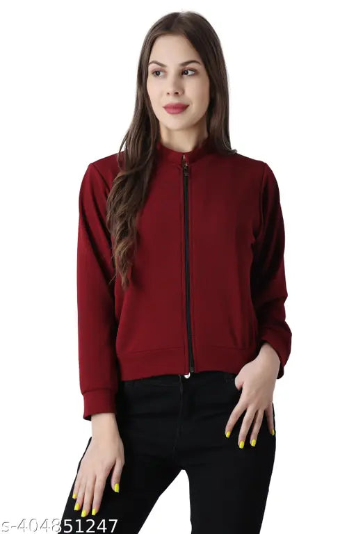 Polycotton women's solid-color jacket top, long sleeves, versatile for parties and everyday wear, XS-6XL, made in India