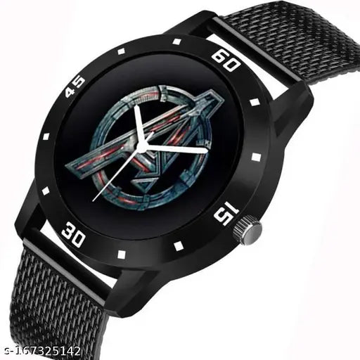 Black cotton baseball cap combo with avenger dial watch and king bracelet for men, self-designed sporty classic Ediko set
