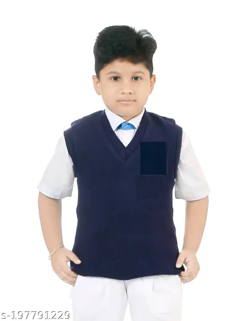 blue school sweater for boys, acrylic, short sleeves, solid pattern, cotton & fleece, comfortable & warm, organic cotton, germ-free, healthier option, impeccable design, Indian origin, sizes: 3-4yrs (24), 4-5yrs (26), 5-6yrs (28), 6-7yrs (30), 7-8yrs (32), 8-9yrs (34), 9-10yrs (36), 10-11yrs (38), 11-12yrs (40)
