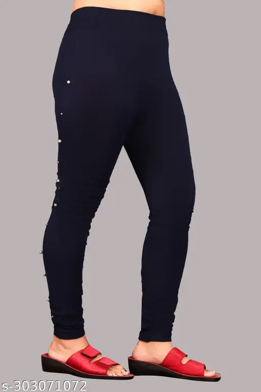 Black and navy blue Lycra jeggings pack of 2 for modern women's fitness and casual wear, featuring a criss-cross design and available in sizes 24, 26, 28, 30, 32 (waist 24-32, length 37in). Made in India