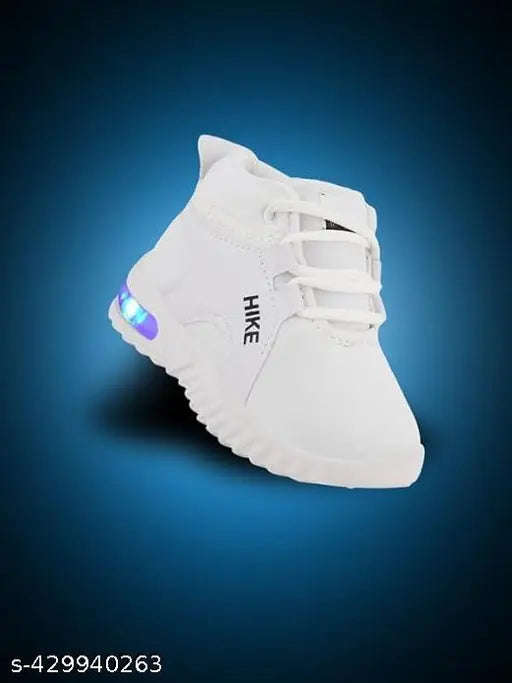 Red Burgundy kids' sports shoes with LED lights, suitable for boys and girls, featuring a white sole