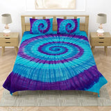 Handmade, vibrant spiral tie-dye pure cotton king size bedsheet & 2 pillow covers, 350 thread count, perfect for home decor