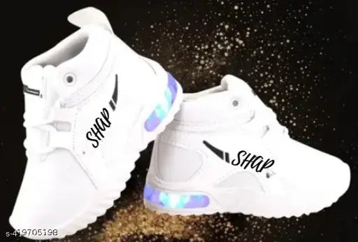 White and blue boys casual sneakers with Nike swoosh