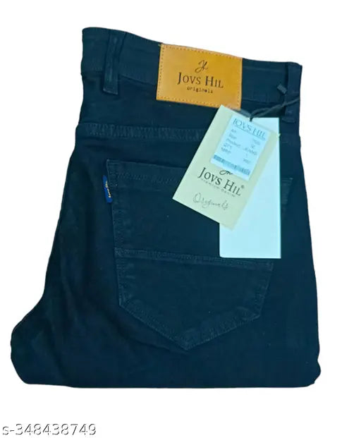 Stylish black denim jeans for men, solid fit, quality Indian make