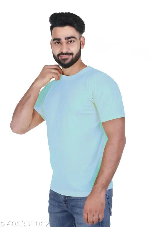 Multicolor pack of 10 FashionGuru men's solid fit half-sleeve polyester t-shirts, round neck with varying sizes S to XXL