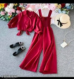 Sleeveless women's jumpsuit in quality Indian crepe, perfect for parties