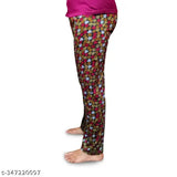Womens lounge pajama set, patterned leggings with lower cut, 3 pack