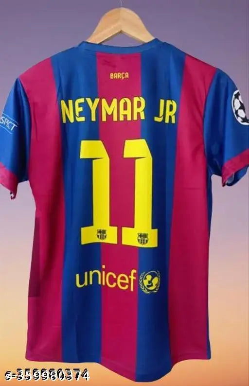 Neymar Jr FC Barcelona Home Retro Jersey, polyester short-sleeved men's jersey with printed net pattern, size XXL (Chest Size: 44 in, Length Size: 30 in), made in India