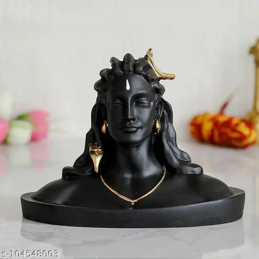 Adiyogi Shiva Statue With Tris hul Car Dash Board, Pooja & Gift, Mahadev Murti, Idol, Lord Adiyogi Shankara for Home & Office Decor (ADIYOGI JI in Black)